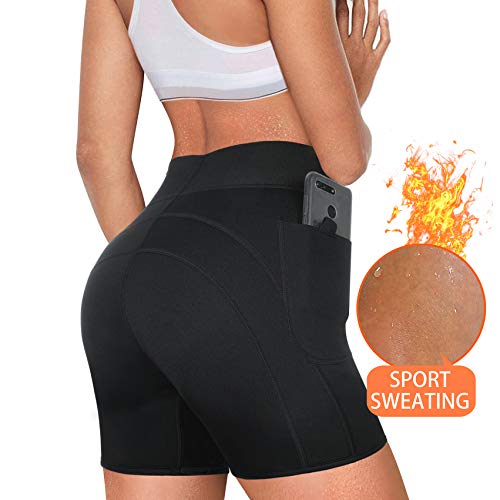 Rolewpy Neoprene Sauna Sweat Shorts for Women Weight Loss Workout Thigh Pants
