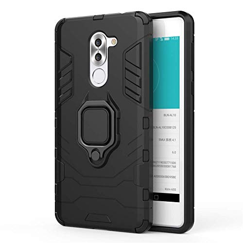 CHcase Huawei Honor 6X Custodia, 2 in 1 Armour Stile Resistente Hybrid Dual Layer Armatura Defender PC + TPU Custodie Case Cover con Supporto Magnetico per Auto per Huawei Honor 6X -all Black