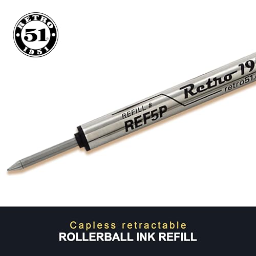 Retro 51 Refil Tornado Rollerball preto pacote com 3 - Tinta alemã premium, escrita suave, compatíve