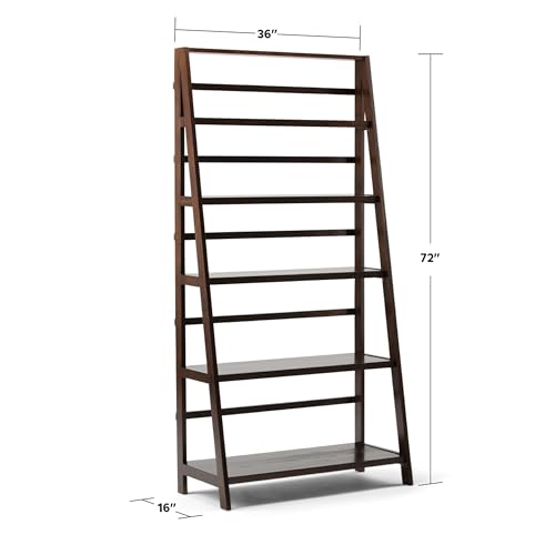 Image of SIMPLIHOME Acadian 36 inch Ladder Bookcase in Brunette Brown (Set of 2)