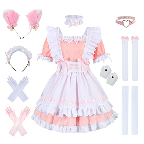 Robe de soubrette anime avec accessoires de cosplay chat et tenue soubrette française