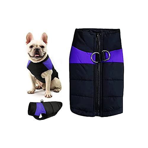 YIYUANIJI Dog Coat Waterproof Winter Warm Jacket Puppy Vest Outdoor Pet Windproof Apparel Dog Clothes for Cold Weather, Soft Padded Harness with D-ring for Small Medium Large Dogs(6XL,Purple)