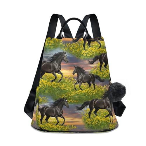 Sac à dos femme chevaux noirs pour vos sorties en ville et nature