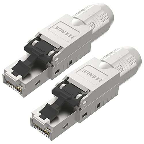RJ45 Werkzeuglos Stecker LEENUE Geschirmter Cat7 Netzwerkstecker Werkzeuglos für Verlegekabel Cat7 Cat6A,10 Gbps 2 Stück Cover