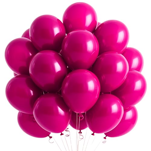 Ballons Rose Fushia,50 Pcs 12 Pouces Rose Fushia Ballons en Latex,Ballon Rose Fushia pour Fête,Remise des Diplômes,Baby Shower,Carnaval Décoration Mariage...