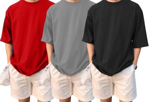 Image of LEOTUDE Men's Oversize Graphic Printed Combo Pack of 3 T-Shirt | Round Neck Half Sleeve T-Shirt for Men's (Combo : Pack of 3)