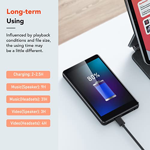 AGPTEK T06S WiFi MP3 Player with Bluetooth and 5MP Camera, 4 inch Touch Screen 16GB MP4 Player