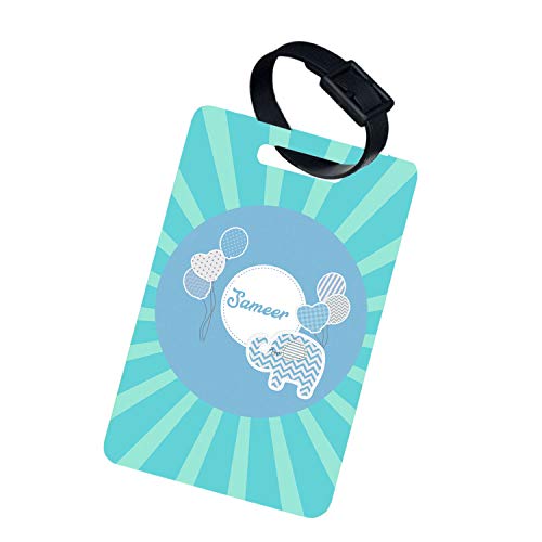 Image of Personalized Luggage Tag with Name & Photo - Unisex (Baby Elephant) | Custom Luggage Tag