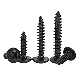 HanTof 100 Pcs M5 x 12/16/20/30/40mm Black Truss Head Phillips Wood Screws, Cross Mushroom Head Sheet Metal Screws, Fast Self Tapping Screws for Furniture Cabinet, Type A Point, Hardened Carbon Steel