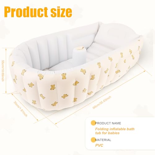 Inflatable Baby Bathtub PVC Toddler Bath Tub Built in Air Pump Foldable Travel Shower Basin Ergonomic Infant Bath Tub for Baby - Image 3