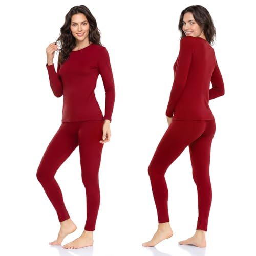 Image of WEERTI Thermal Underwear for Women Long Johns with Fleece Lined Long Underwear Set Cold Weather Pajamas Top Bottom