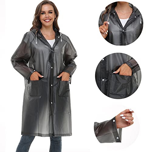 Image of Raincoats for Women Men Reusable Portable Waterproof EVA Long Rain Ponchos with Hoods