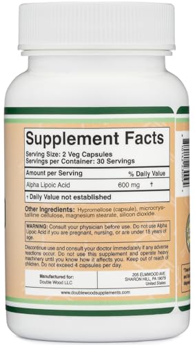 Double Wood Supplements DWALA Alpha Lipoic Acid 600Mg Per Serving, 60 Capsules thumb #4