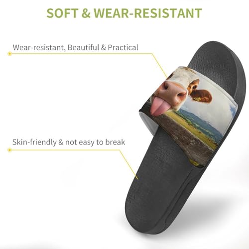 Cow Funny Tongue Non Slip Slides Sandals for Women Men Quick Drying Shower Shoes for Bathroom Pool Beach3