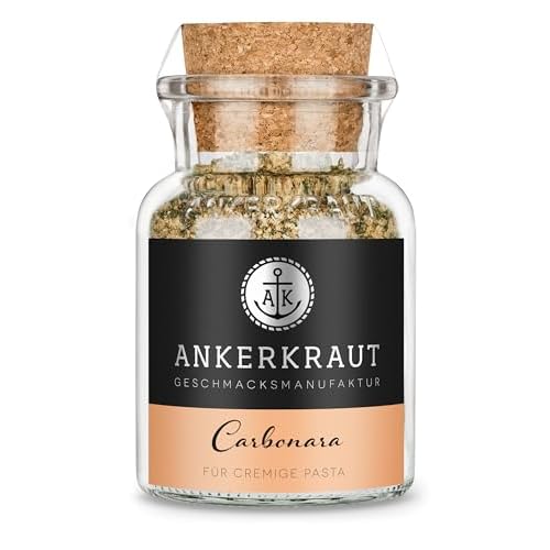 Ankerkraut Carbonara, Gewürzzubereitung für Nudeln, Pasta Carbonara mit Spaghetti, Sahne, Speck und Gewürze, 90 g im Korkenglas
