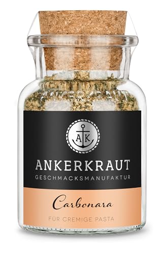 Ankerkraut Carbonara, Gewürzzubereitung für Nudeln, Pasta Carbonara mit Spaghetti, Sahne, Speck und Gewürze, 90 g im Korkenglas
