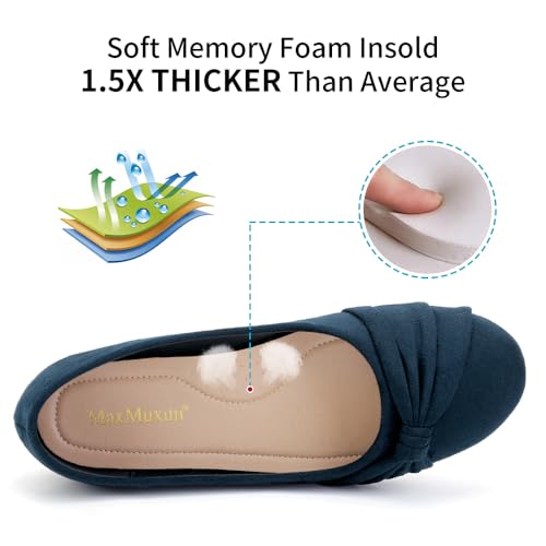 MaxMuxun Women's Flats Shoes Faux Suede Round Toe Ballet Dressy Flats Comfortable Slip On Walking Shoes3