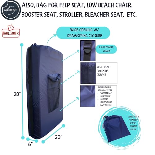 Bolsa para bolsa de dormir. También para bolsa de dormir, colchoneta para camping, lavandería, silla de playa, asiento elevador o para gradas, cama para perros, etc. - Poliéster 420D ligth duty con correas ajustables (Azul marino, Mediana) miniatura 6
