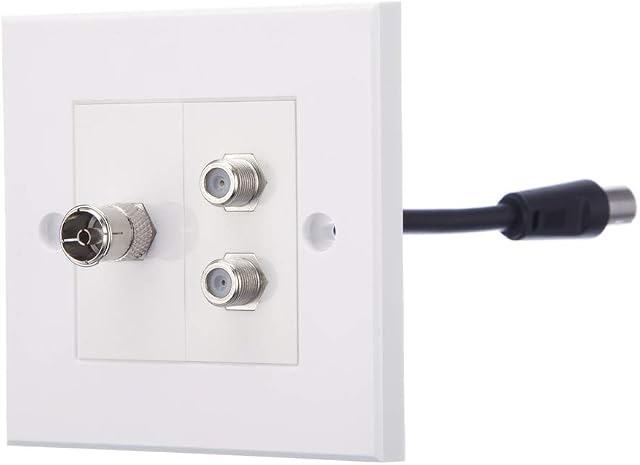 Computer Spares TV Aerial & F Type (Satellite) Faceplates/Wall Outlets  Silver Coloured Sockets (Double F-Type and Single Aerial)