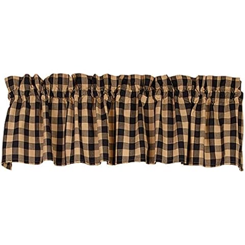 Country House Collection 32915 Primitive Black Check Valance Cover
