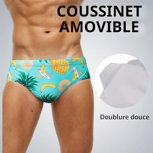 Arcweg Maillot de Bain Homme Slip Doublure avec Rembourré Souple Amovible Cordon de Serrage Réglable Confortable Gros Ananas M(EU) – vue 5