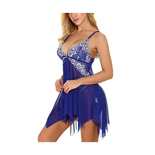 ONGASOFT Sexy Conjunto De LenceríA para Mujer Babydoll Ropa con Cuello En V Y Cierre Frontal Abierto con Tanga