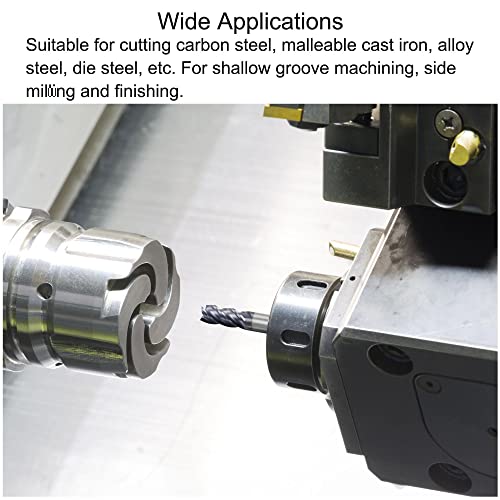 Image of uxcell Square Nose End Mill, 1mm Tip Dia Solid Carbide AlTiN Coated CNC Router Bits 4 Flute Spiral Milling Cutter HRC45 with 4mm Shank 50mm (2-inch) Length