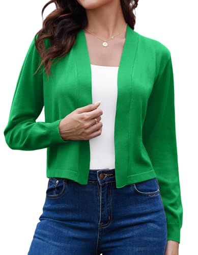 VIISHOW Lightweight Open Front Cropped Cardigan Sweater Long Sleeve Basic Cardigan Knitwear Cropped Bolero Shrugs2