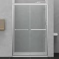 ENSO SENKA 44-48" W x 72" H Semi-Frameless Bypass Sliding Shower Door, Easy-to-Clean Treated Clear Tempered Glass, Polished Chrome