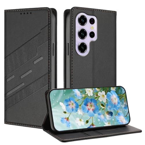 TAUYN Leder Magnetisch Folio Hülle für Oukitel C2, Premium PU/TPU Stoßfeste Leder Lederhülle, mit [Kartenfach] Standfunktion Brieftasche Handyhülle Schutzhülle, Schwarz