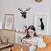 Keygift Deer Head Wall Decor Geometrical Black Deer Antlers Wall Sculpture Faux Taxidermy Resin Wall Animal Head 14x5.5x11 Inches