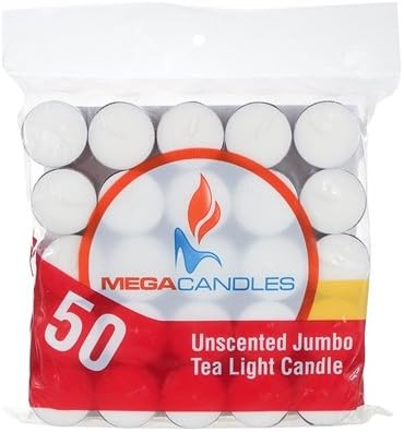50 pcs Unscented Jumbo Tea Light Candle in Bag - White, CASE OF 12