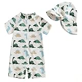 WYTbaby Traje de baño para bebé, ropa UV de una pieza, manga corta, protección UV para bebé niño con sombrero solar, verde, 6-12 meses