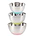 Juego de 3 Cuencos para Mezclar Acero Inoxidable Ensaladera con Base de Silicona Antiadherente y Boquillas para Verter , Boles de Cocina Apilables 1.5L, 3L, 5L