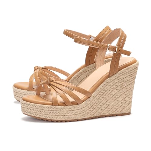 Image of VICKI.VICKI Wedges for Women Platform Sandals Wedge Heels for Sandals Comfortable Summer Espadrille Shoes Ankle Strap&Open Toe