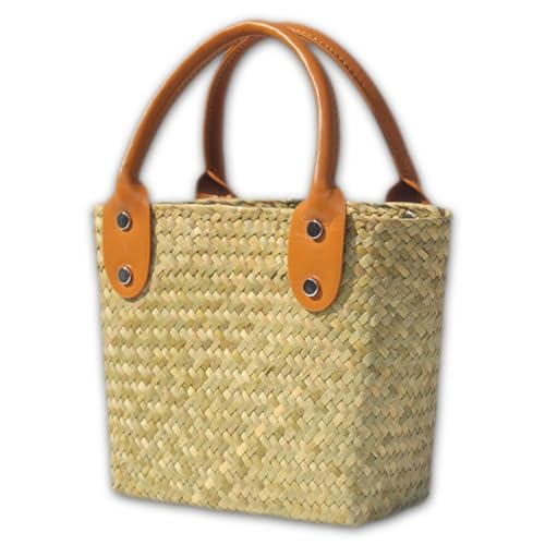 Brihasory Beach Straw Bag for Women, Rattan Straw Tote Bags with Top Handle No Lining Natural Seagrass Woven Handbag Fashion Girls Small Purse for Summer Vacation Travel Picnic(Original)