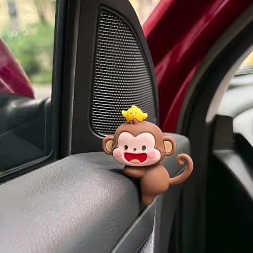 Norkmdi Monkey Car Dashboard Decorations, Mini Cute Cartoon Vehicle Center Console Decor Figures, Funny Creative Automotive Navigator Screen Ornament, Universal for Sedan Truck SUV - Thumbnail 4