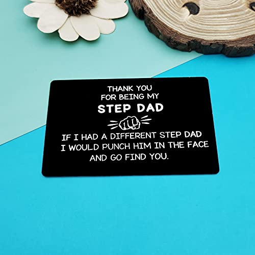 Step Dad Gifts from Daughter Son Engraved Wallet Card Gift for Bonus Dad Step Father Christmas Birthday Gift for Stepdad Wedding Gift Fathers Day Card Gift Funny Appreciation Gift for Step Dad3