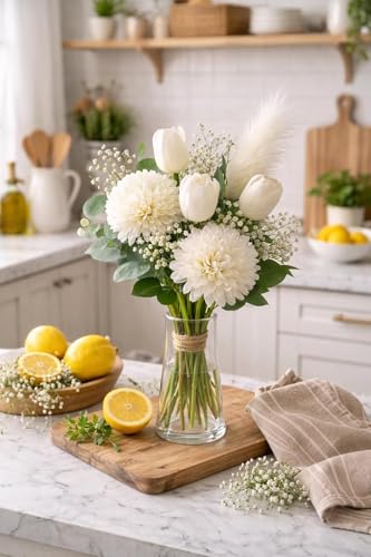 Image of Divyakosh Artificial Fabric Flower Bunch for Vase /Pot Display| (VASE NOT Included) Indoor Decorative Floral Cluster for Habitat Setup, Home Decor Craft Flowers