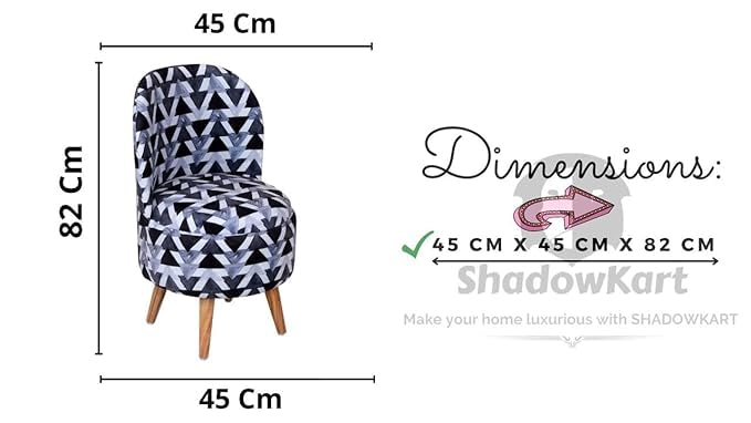 Image of Ottoman for Living Room, Velvet Round Foot Rest Stool, Wooden Legs Chair for Sitting, Ottoman for Bedroom & Makeup Room Decor | Chair (18 inchx18 inchx32 inch), Puffy (16 inchx16 inchx17 inch) | Black Triangle