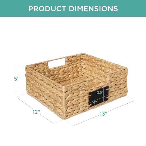 Best Choice Products Set of 4 13x12in Water Hyacinth Pantry Baskets, Woven Organizers w/Chalkboard Label, Chalk Marker - Natural