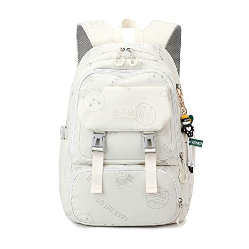 Carino Zaino Donna Zaini Casual Borse a zainetto da donna per PC portatili Borsa da Scuola da Ragazzo Ragazza per Studenti Viaggio Camping a Spalla Bianco