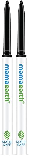 Mamaearth Charcoal Black Long Stay Natural Kajal Pencil With Vitamin C &amp; Chamomile For 11-Hour Smudge-Free Stay - 0.35 Gm...