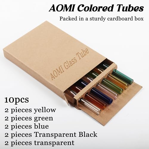 Image of Glass Blowing Tubes, 10pcs 8inch Long Multi-color Borocilicate Glass Tubes