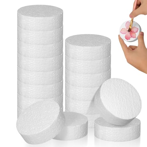 Abaodam Lot de 18 Disques en Mousse Blanche, Forme Ronde, Taille Uniforme, Faciles à Exposer, pour Loisirs Créatifs en Famille et Décoration de Gâteaux