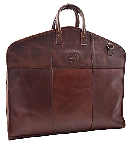 Real Leather Suit Carrier Large Capacity Travel Garment Bag Oxford Brown3