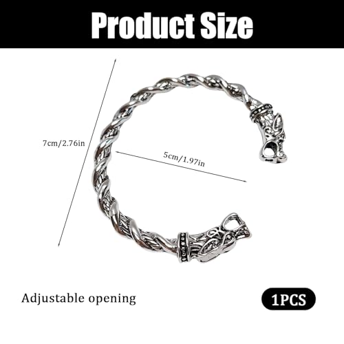 Pulsera Vikinga para Hombre de Acero Inoxidable Ajustable miniatura 2