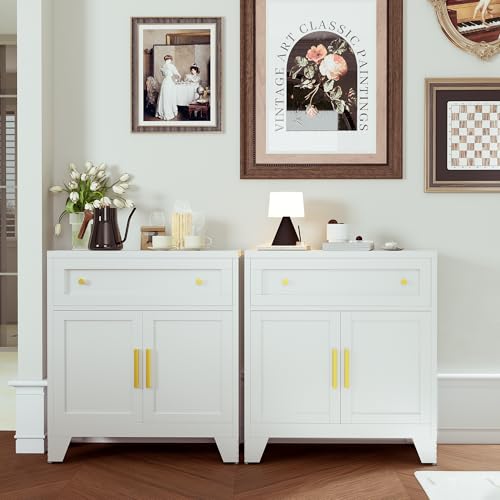 White Metal Locker Cabinet with Drawers & Adjustable Shelves for Kitchen Bar