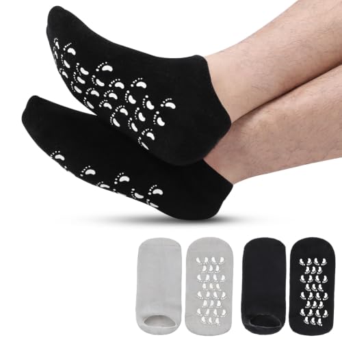 11in Large Silicone Moisturizing Socks for Dry Cracked Feet Men, 2 Pairs, L