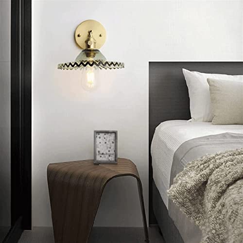 Aplique de pared vintage E27 con pantalla de vidrio verde y soporte ajustable 4
